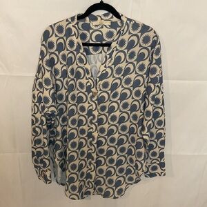 HDYWT Blue and Cream Patterned Button-Up Shirt